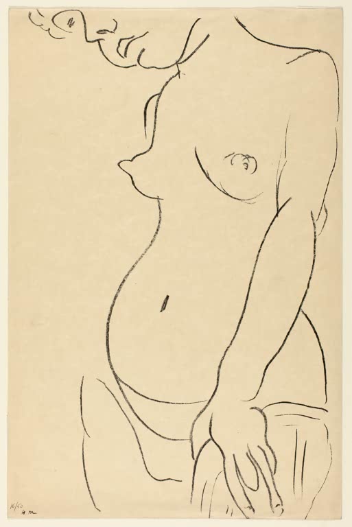 Kunstdruck „Akt im Dreiviertelprofil, der Kopf halb sichtbar“ von Henri Matisse, handgefertigt in Deutschland
