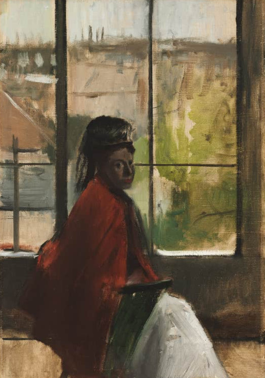 Kunstdruck des Gemäldes Alice Villette von Edgar Degas mit dem Porträt von Alice Villette.