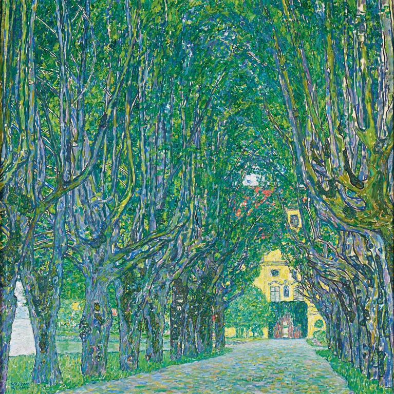 Kunstdruck von „Allee zum Schloss Kammer“ von Gustav Klimt mit stimmungsvoller Gartenlandschaft und harmonischer Farbgestaltung. In Deutschland von Hand gefertigt, als Leinwand oder Poster erhältlich.