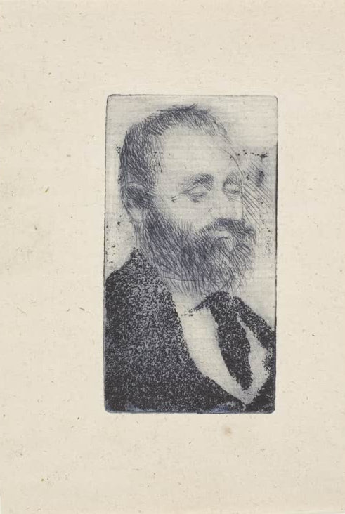 Kunstdruck von Alphonse Hirsch von Edgar Degas mit einem ausdrucksstarken Porträt in charakteristischer Malweise des Künstlers.