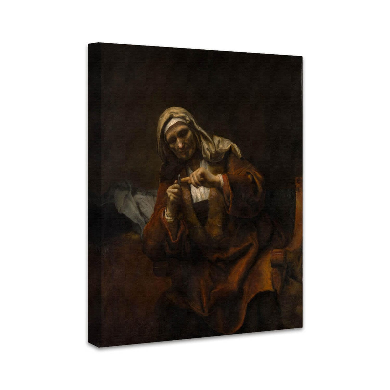 Alte Frau, die sich die Nägel schneidet | Rembrandt van Rijn