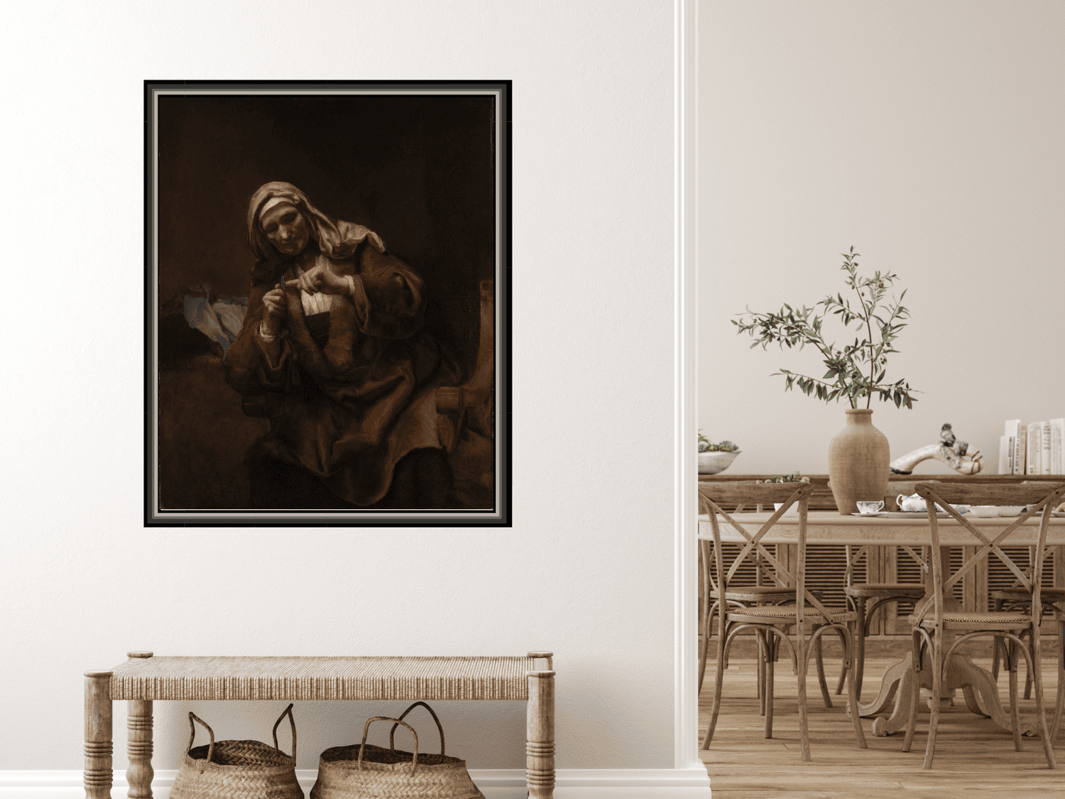 Alte Frau, die sich die Nägel schneidet | Rembrandt van Rijn