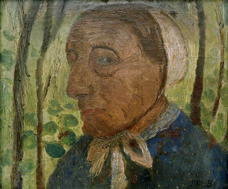 Kunstdruck von „Alte Bäuerin“ von Paula Modersohn-Becker. Ausdrucksstarkes Porträt einer älteren Frau mit charakteristischer Farbgebung, in Deutschland handgefertigt.