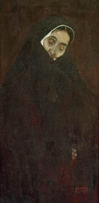 Kunstdruck des Gemäldes „Alte Frau“ von Gustav Klimt – hochwertige Reproduktion des ausdrucksstarken Porträts.