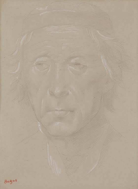 Kunstdruck des Gemäldes Alter Mann von vorn von Edgar Degas mit der frontalen Darstellung eines älteren Mannes.