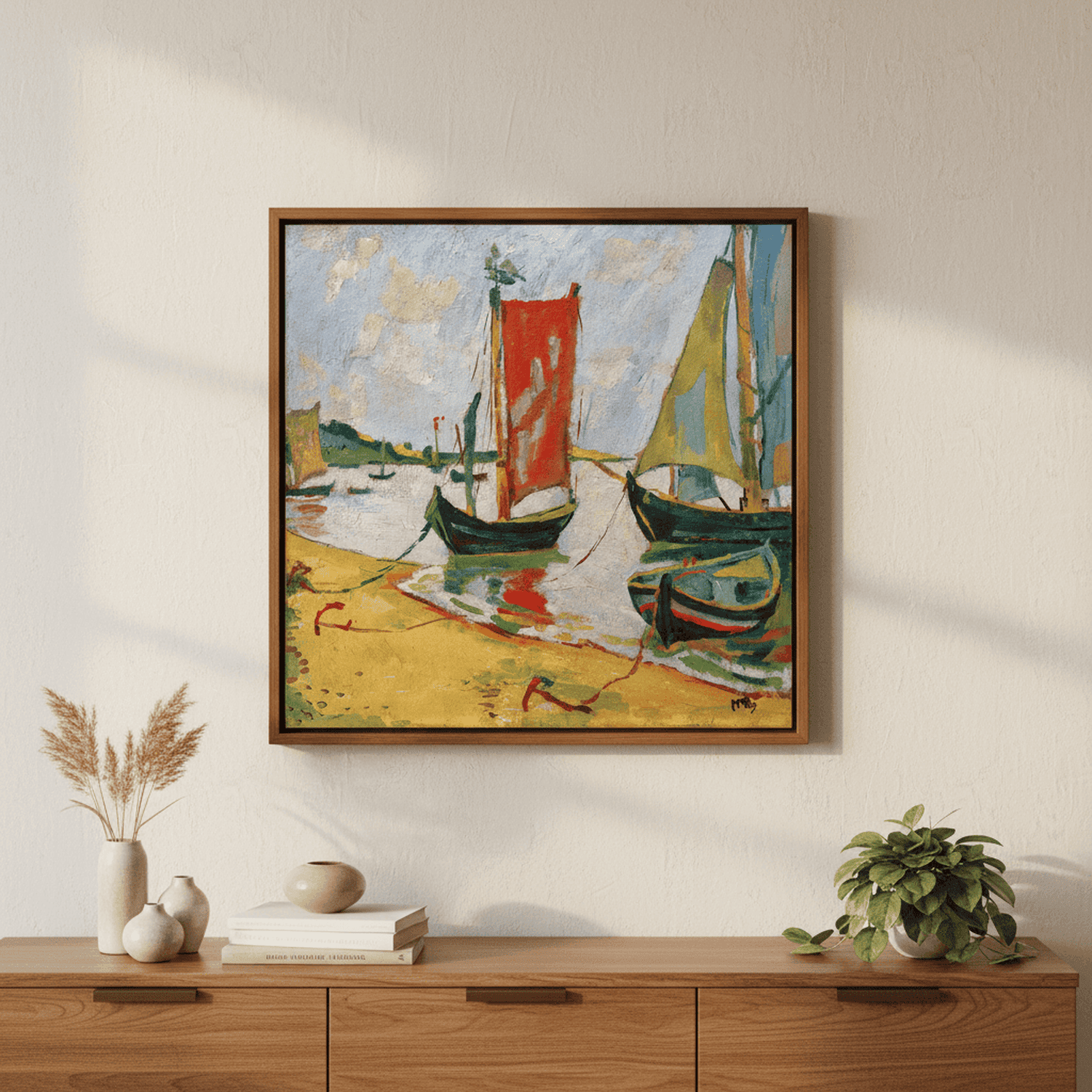 Am Kurischen Haff-Küstenszene mit Fischerbooten | Max Pechstein