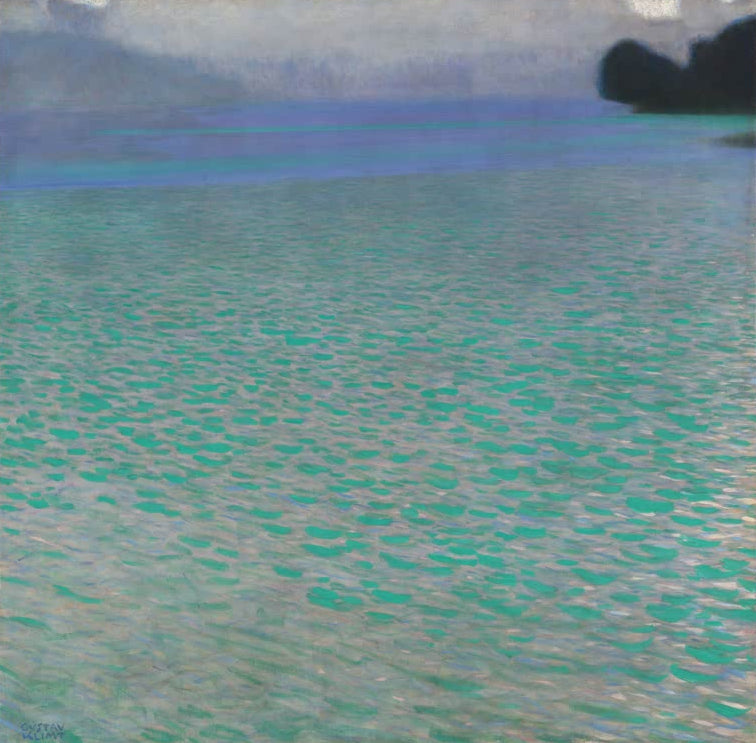 Kunstdruck von „Am Attersee“ von Gustav Klimt mit stimmungsvoller Seelandschaft und harmonischer Farbgestaltung. In Deutschland von Hand gefertigt, als Leinwand oder Poster erhältlich.