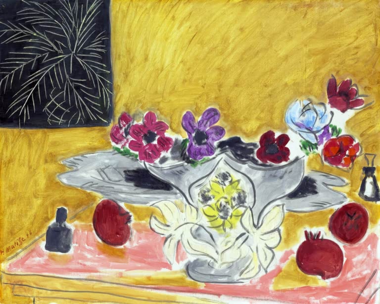 Kunstdruck des Gemäldes „Anemonen und Granatäpfel“ von Henri Matisse – hochwertiger Kunstdruck, erhältlich als Poster oder auf Leinwand.