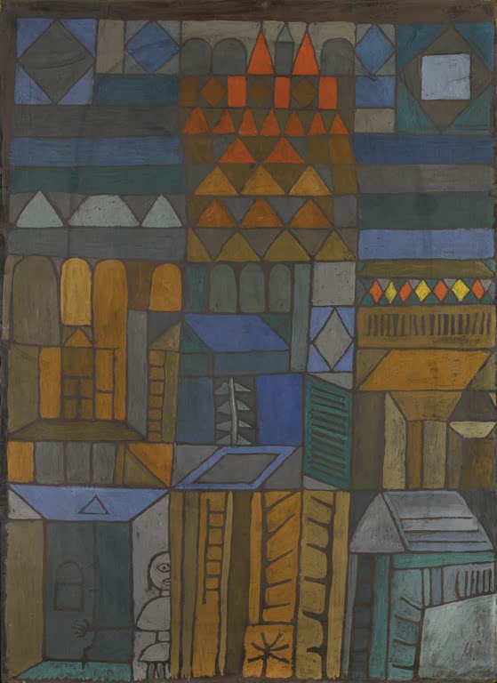 Kunstdruck „Anfangende Kühle“ von Paul Klee mit abstrakter Komposition und harmonisch abgestimmten Farbflächen