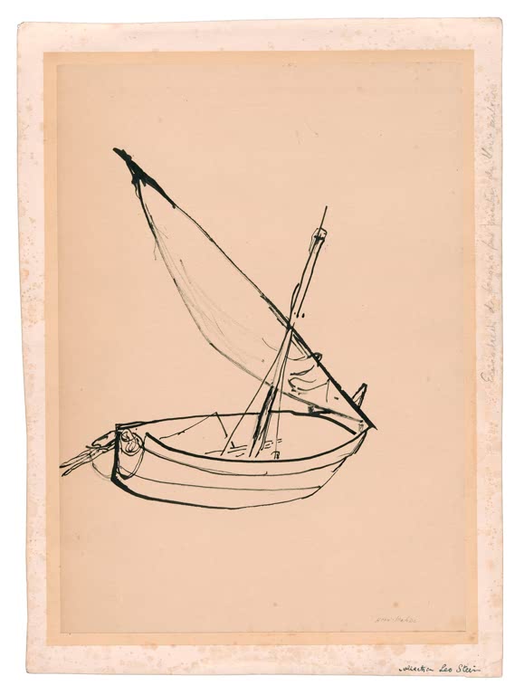 Kunstdruck von Henri Matisse: Angelandetes Fischerboot in einer farbenfrohen künstlerischen Landschaftsdarstellung.