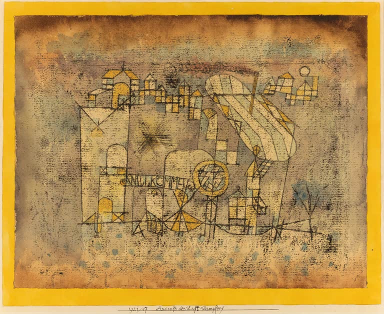 Kunstdruck „Ankunft des Luftschiffs“ von Paul Klee, handgefertigt in Deutschland