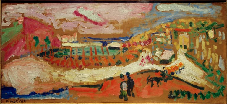 Kunstdruck des Gemäldes „Ansicht von Collioure“ von Henri Matisse, erhältlich als Poster oder Leinwand, optional gerahmt, in Deutschland von Hand gefertigt.