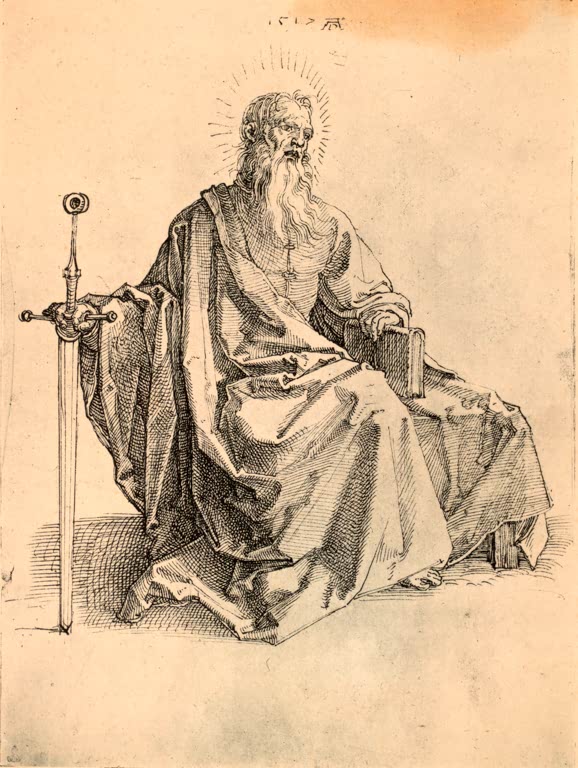 Kunstdruck „Apostel Paulus“ von Albrecht Dürer mit würdevoller Darstellung des Apostels