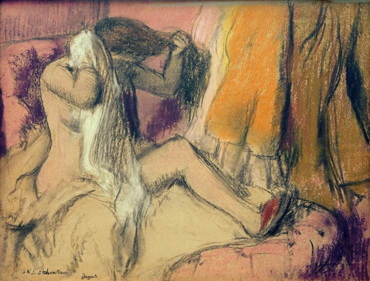 Kunstdruck des Gemäldes „Après le bain“ von Edgar Degas, detailgetreu umgesetzt und hochwertig in Deutschland produziert.