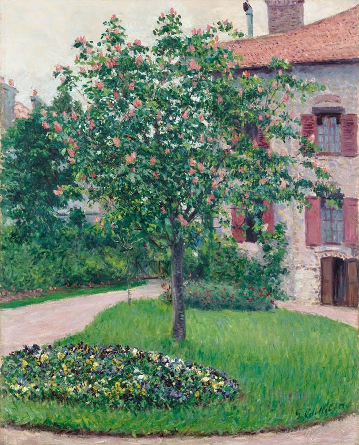 „Blühender Baum“ von Gustave Caillebotte – impressionistische Darstellung eines blühenden Baums mit zarten Blüten, hellem Licht und natürlicher Farbigkeit.