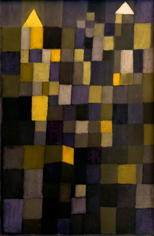 Kunstdruck des Gemäldes Architektur von Paul Klee, handgefertigt in Deutschland als hochwertiger Kunstdruck.