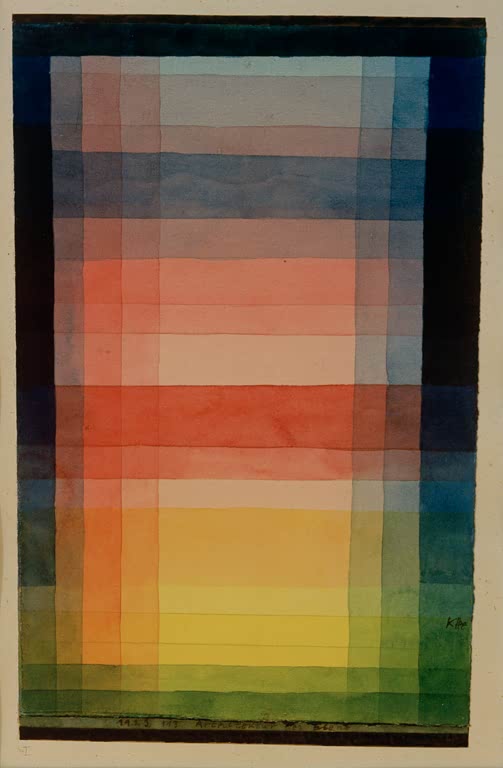 Kunstdruck „Architektur der Ebene“ von Paul Klee mit abstrakter Landschaft und geometrisch angeordneten Formen