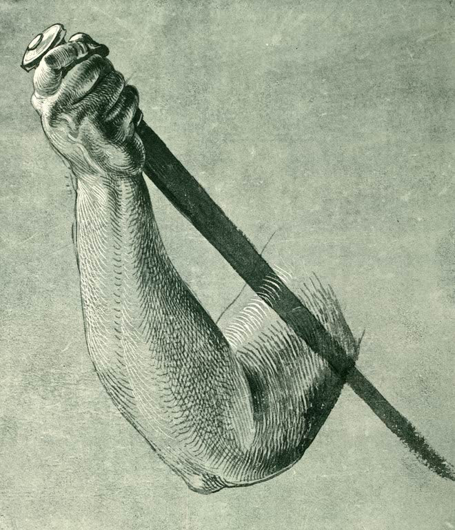 Kunstdruck des Gemäldes „Armstudie“ von Albrecht Dürer in hochwertiger Druckqualität. Erhältlich als Poster oder auf Leinwand, auf Wunsch auch gerahmt.