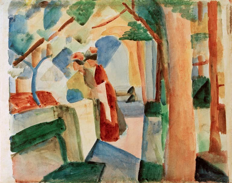 Kunstdruck des Gemäldes „Auf dem Friedhof von Thun“ von August Macke. Hochwertig in Deutschland von Hand gefertigt, erhältlich als Poster oder Leinwand und optional gerahmt.