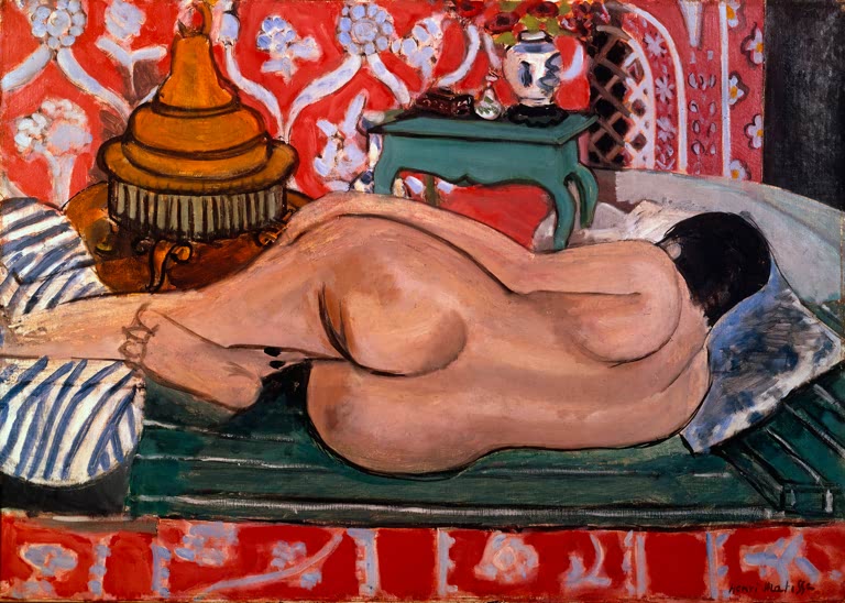 Kunstdruck des Gemäldes „Auf dem Rücken liegender Akt“ von Henri Matisse aus dem Jahr 1927, erhältlich als Poster oder Leinwand, optional gerahmt, in Deutschland von Hand gefertigt.