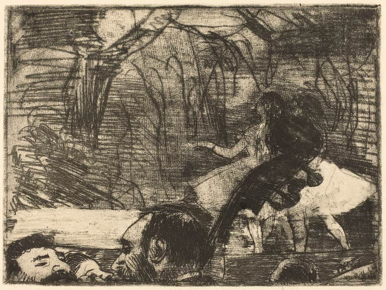 Kunstdruck des Gemäldes Auf der Bühne von Edgar Degas mit Balletttänzerinnen während einer Bühnenaufführung.