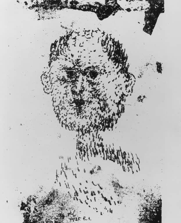 Kunstdruck von „Bärtiger Mann“ von Paul Klee mit stilisierter Porträtdarstellung und charakteristischer abstrakter Linienführung.