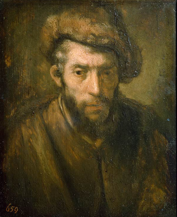Kunstdruck „Büste eines Mannes mit Pelzmütze“ von Rembrandt van Rijn