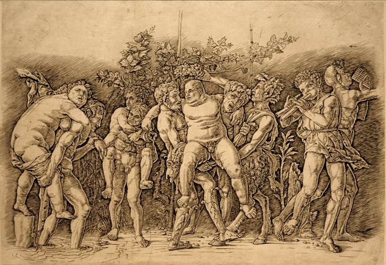 Kunstdruck „Bacchanal mit Silen“ von Albrecht Dürer mit mythologischer Fest- und Figurenszene