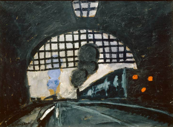 Kunstdruck „Bahnhof“ von Auguste Chabaud mit Bahnsteigen, Gleisen und Bahnhofsarchitektur