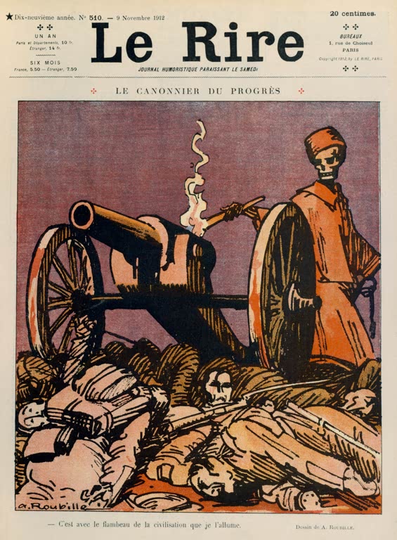 Kunstdruck „Balkankrieg 1912“ von Auguste Roubille mit historischer Kriegsszene