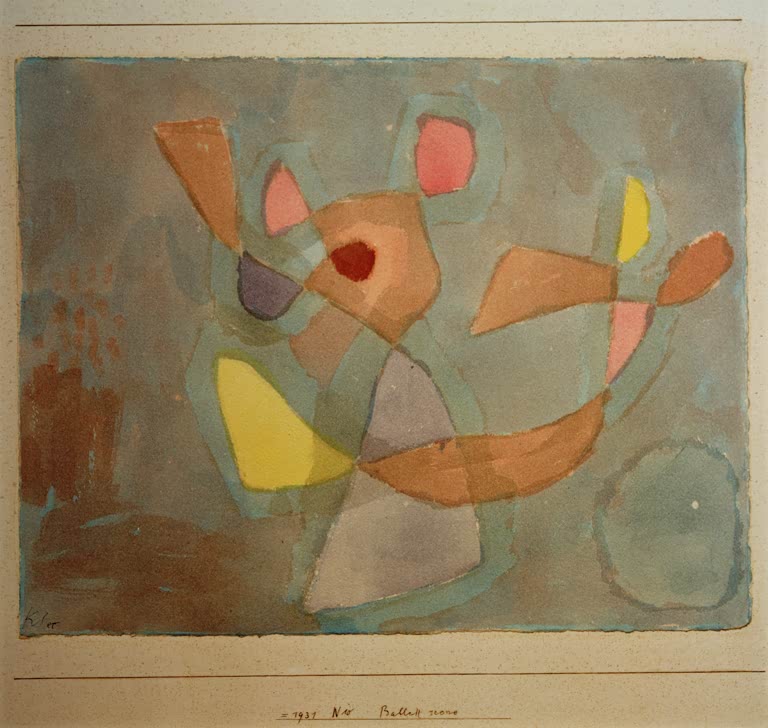 Kunstdruck des Gemäldes Balletszene von Paul Klee, handgefertigt in Deutschland als hochwertiger Kunstdruck.