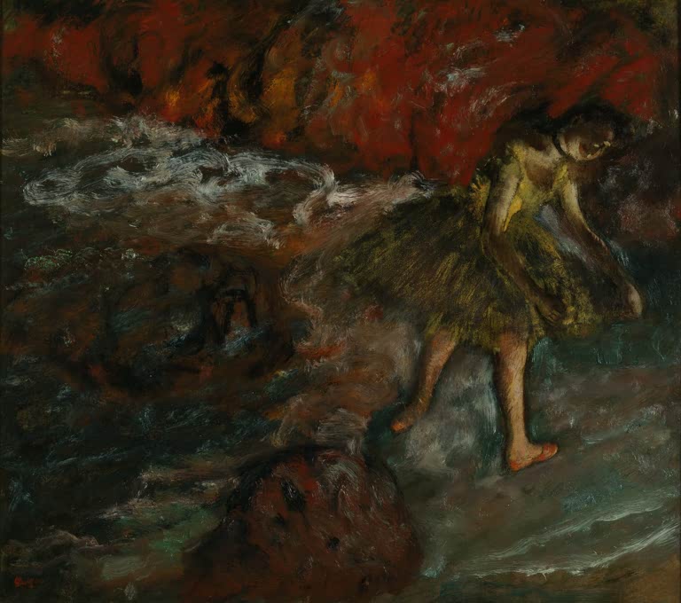 Kunstdruck des Gemäldes Ballettszene von Edgar Degas mit Balletttänzerinnen in einer Szene aus dem Tanztheater.