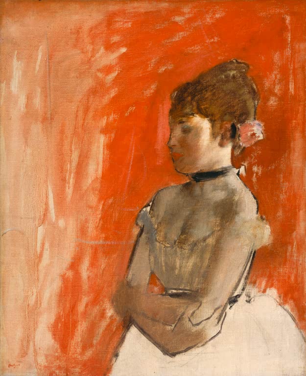 Kunstdruck des Gemäldes „Balletttänzerin mit verschränkten Armen“ von Edgar Degas, detailgetreu umgesetzt und hochwertig in Deutschland produziert.