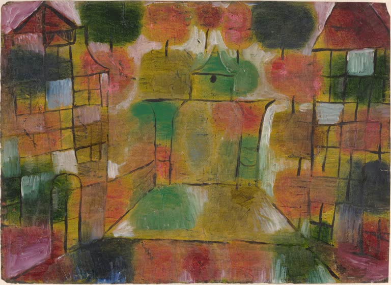 Kunstdruck „Baum und Architektur – Rhythmen“ von Paul Klee mit abstrahiertem Baum und architektonischen Formen