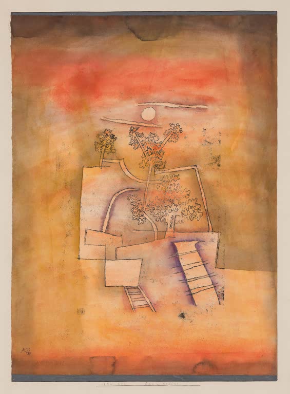 Kunstdruck „Baumkultur“ von Paul Klee mit stilisiertem Baum und abstrakter, geometrischer Farbgestaltung