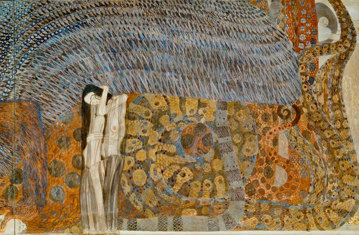 Kunstdruck des Gemäldes „Beethoven-Fries“ von Gustav Klimt – hochwertige Reproduktion des berühmten Jugendstil-Kunstwerks.