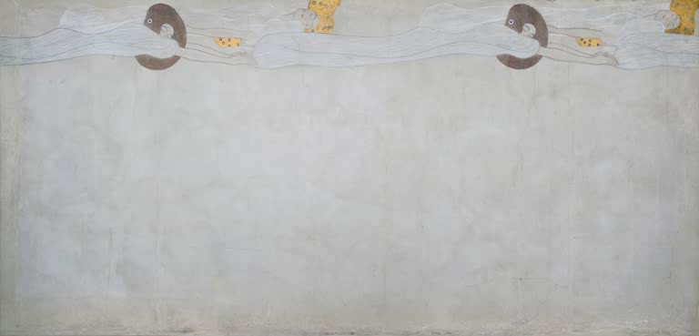 Kunstdruck des Gemäldes „Beethovenfries: Die Sehnsucht nach Glück“ von Gustav Klimt – hochwertige Reproduktion des berühmten Jugendstil-Kunstwerks.