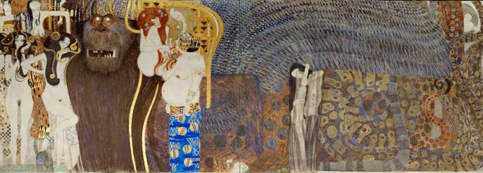 Kunstdruck des Gemäldes „Beethovenfries“ von Gustav Klimt – hochwertige Reproduktion des berühmten Jugendstil-Kunstwerks.