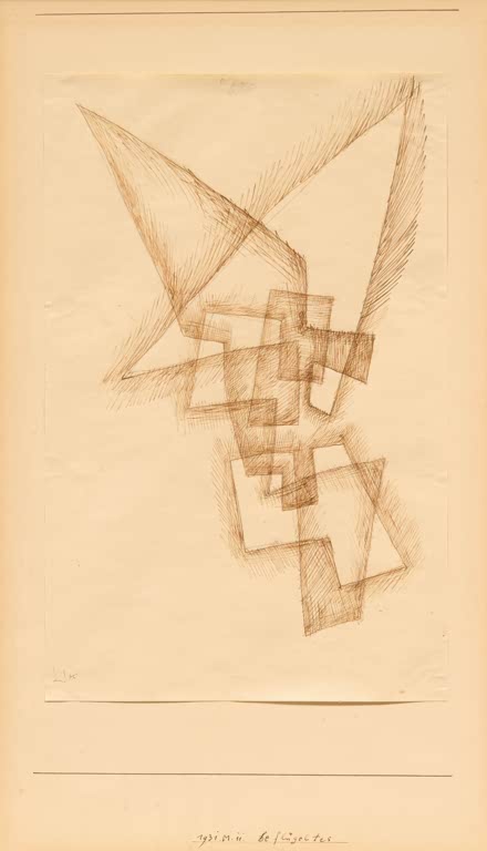 Kunstdruck „Beflügelt“ von Paul Klee mit abstrakter Komposition und fantasievollen Formen

