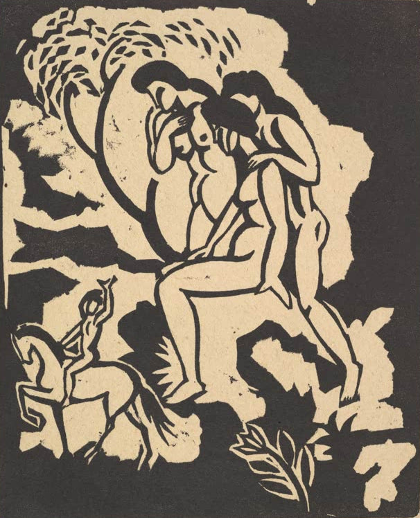 Kunstdruck des Gemäldes „Begrüßung“ von August Macke. Hochwertig in Deutschland von Hand gefertigt, erhältlich als Poster oder Leinwand und optional gerahmt.