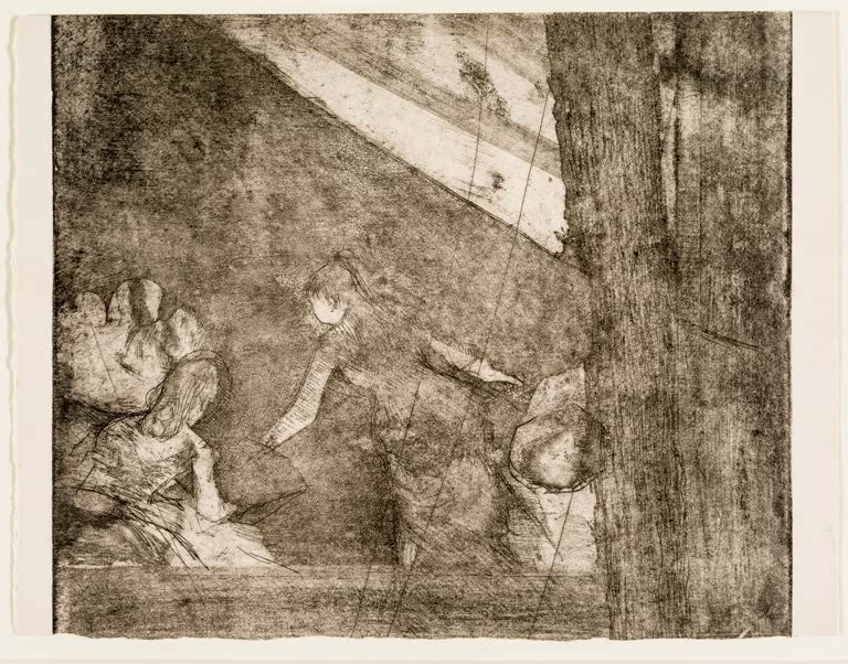 Kunstdruck von „Bei den Ambassadeurs“ von Edgar Degas, handgefertigt in Deutschland als Leinwand oder Poster erhältlich