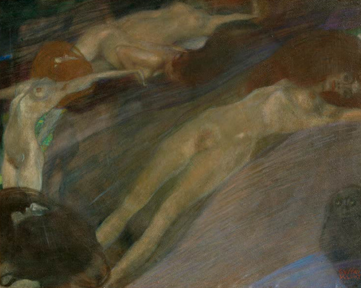 Kunstdruck des Gemäldes „Bewegtes Wasser“ von Gustav Klimt – hochwertige Reproduktion eines stimmungsvollen Landschaftsmotivs mit Wasser.