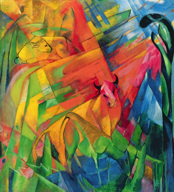 Kunstdruck Bild mit Rindern II von Franz Marc als hochwertiger Kunstprint