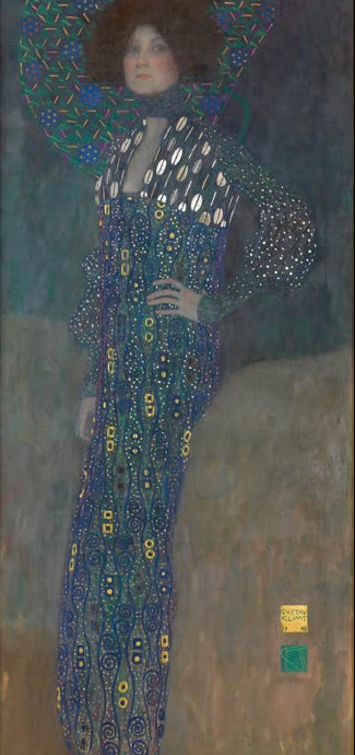 Kunstdruck von „Bildnis Emilie Flöge“ von Gustav Klimt mit elegantem Porträt und charakteristischer Jugendstil-Ästhetik. In Deutschland von Hand gefertigt, als Leinwand oder Poster erhältlich.