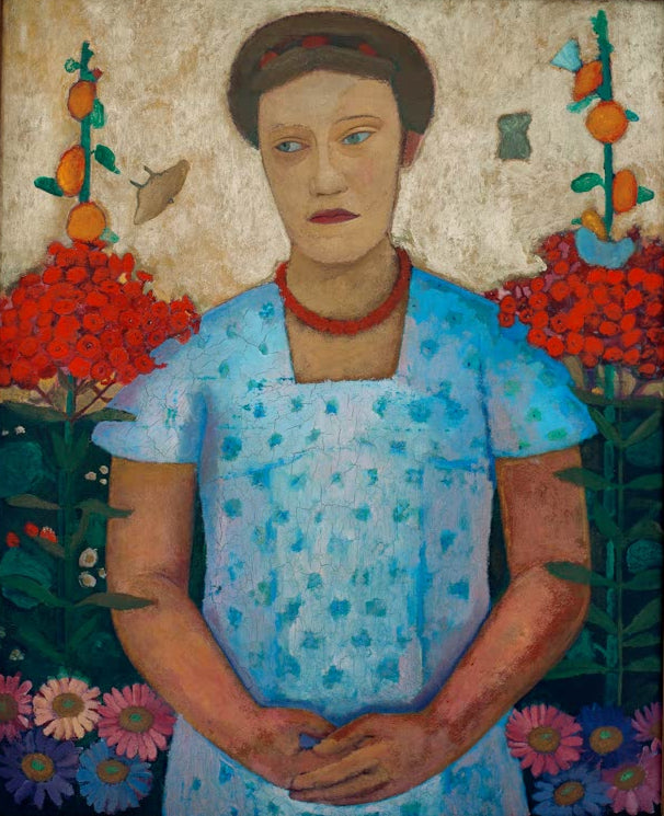 Kunstdruck von „Bildnis Lee Hoetger“ von Paula Modersohn-Becker. Ausdrucksstarkes Porträt mit charakteristischer Farbgebung aus der Worpsweder Künstlerzeit, in Deutschland handgefertigt.