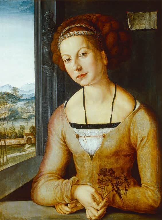 Kunstdruck von „Bildnis der Katharina Frey“ von Albrecht Dürer. Fein ausgearbeitetes Renaissance-Porträt einer Nürnberger Bürgerin, in Deutschland handgefertigt.