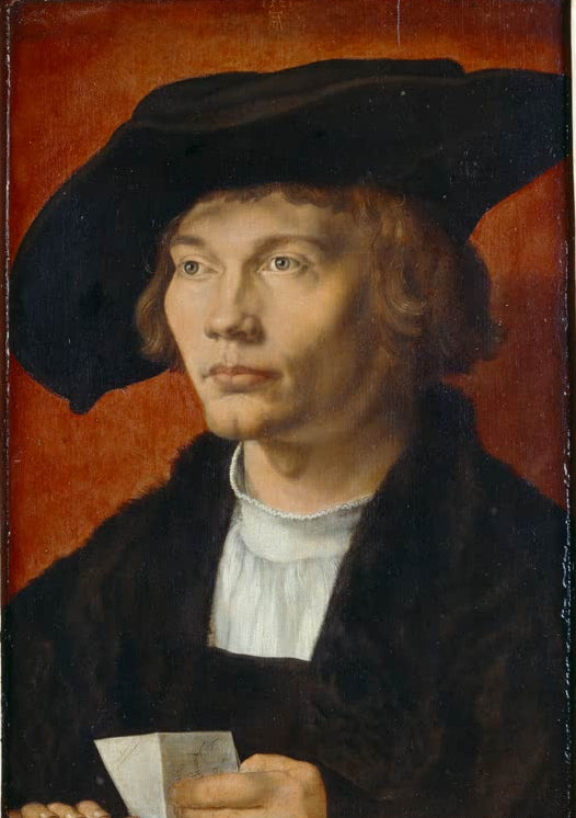 Kunstdruck von „Bildnis des Bernhard von Reesen“ von Albrecht Dürer. Ausdrucksstarkes Renaissance-Porträt mit feiner Detailzeichnung, in Deutschland handgefertigt.