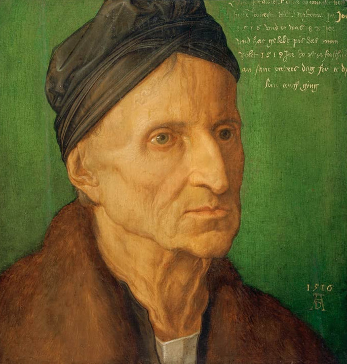 Kunstdruck „Bildnis des Nürnberger Malers Michael Wolgemut“ von Albrecht Dürer als eindrucksvolles Renaissance-Porträt