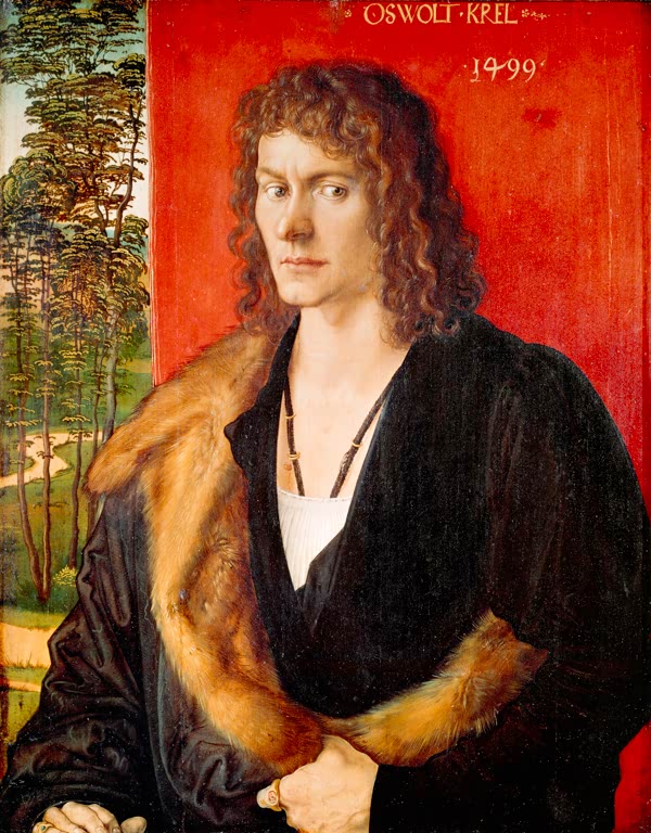 Kunstdruck von „Bildnis des Oswolt Krel“ von Albrecht Dürer. Ausdrucksstarkes Renaissance-Porträt des Nürnberger Kaufmanns mit feinen Details, in Deutschland handgefertigt.