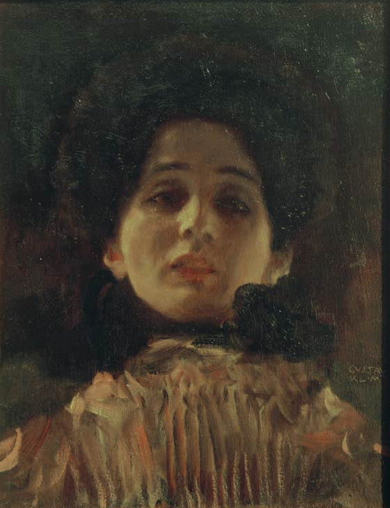 Kunstdruck von „Bildnis einer Dame“ von Gustav Klimt mit elegantem Frauenporträt und charakteristischer Farbgestaltung. Erhältlich auf Leinwand oder als Poster.